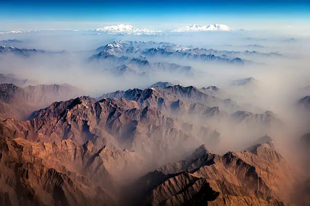 Air view of the Pakistani mountains along the way to Osaka,Nikon D3x