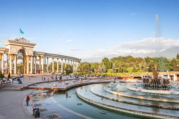 Fountain at Almaty, Kazakhstan. The park of the First President of Kazakhstan
