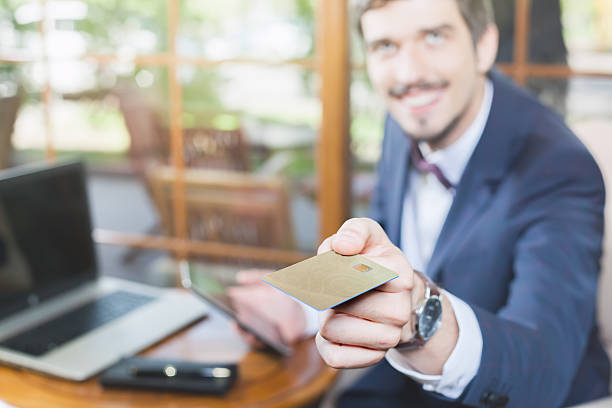 istock Online payment by plastic card through the Internet Banking 542952704