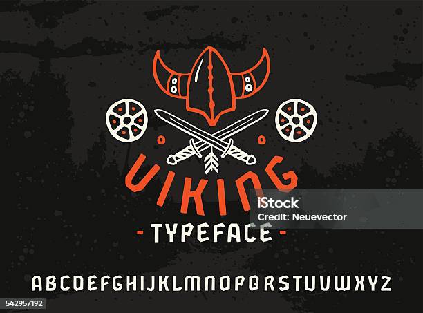 Sanserif Font In Historical Style Stock Illustration - Download Image Now - Alphabet, Viking, Viking Helmet