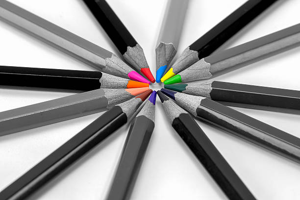istock Colorful pencils isolated on background 542957196