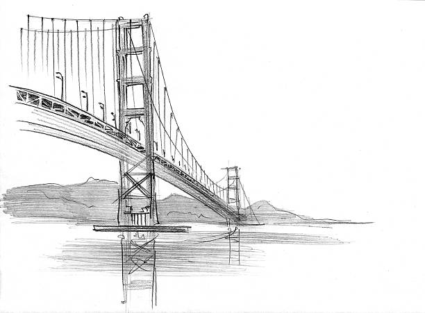 istock Pencil sketch of San Francisco bridge, California 542957246