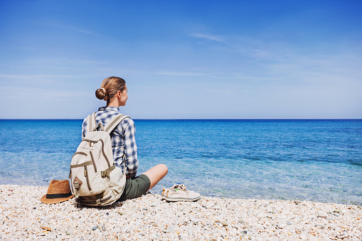 Young woman traveler on vacations