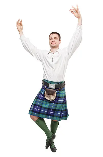Scottish man in traditional national costume isolated