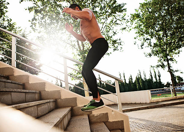 Man excercising in the city