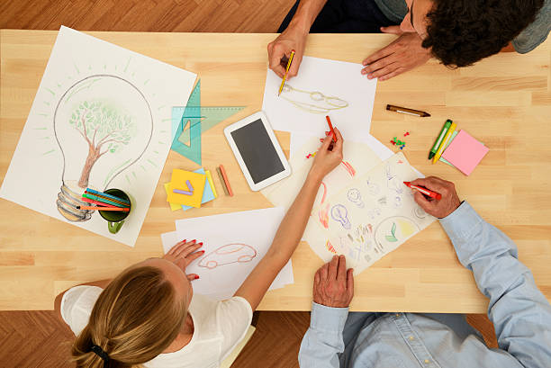 istock Designers at desk. Aerial View. 542960638