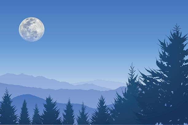 Full moon in the blue sky This illustration is a background of the text for "scenery of astronomical". moon surface illustrations stock illustrations