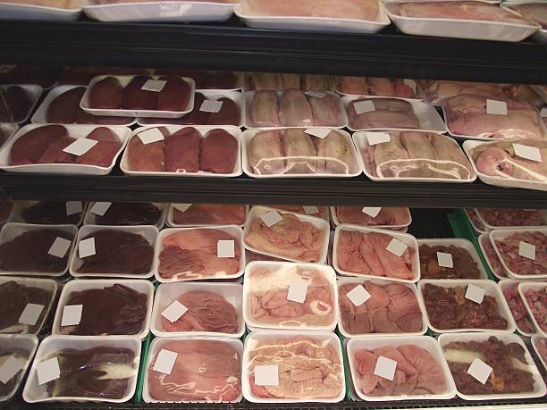 istock meat in fridge counter at market 542966790