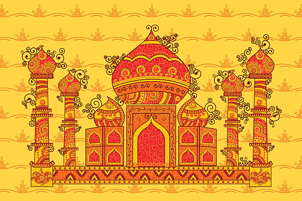 vektordesign des taj maha - mogal stock-grafiken, -clipart, -cartoons und -symbole