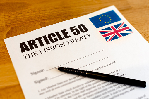The Leave vote won the EU Referendum - now for the UK to leave the EU (Brexit) it has to sign Article 50 of The Lisbon Treaty - mocked up here with a pen.