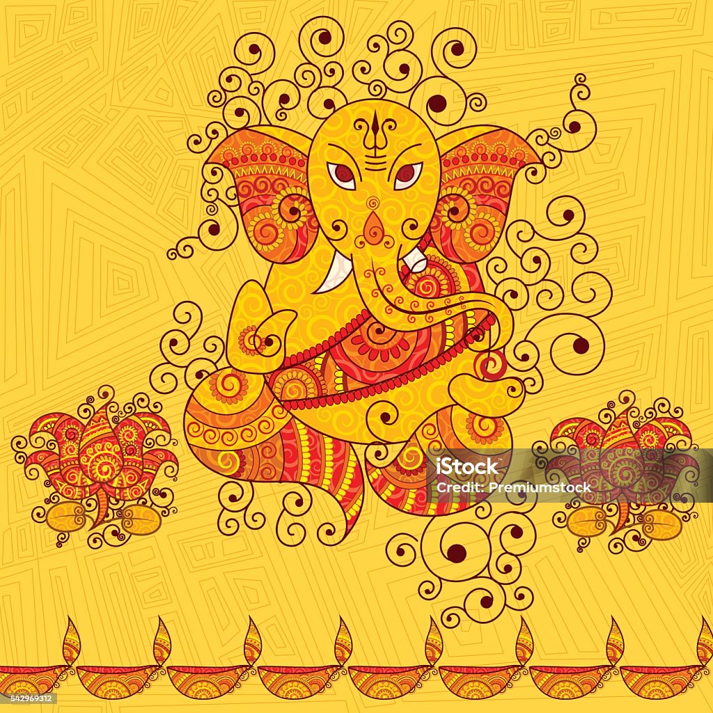 Vector design of Lord Ganesha Vector design of Lord Ganesha in Indian art style Ganesha stock vector