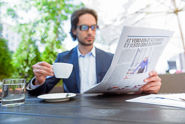 istock Confident man business restaurant paper drink 542969412