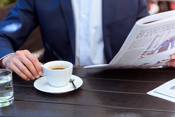 istock Businessman hand concept drink table cafe 542969474