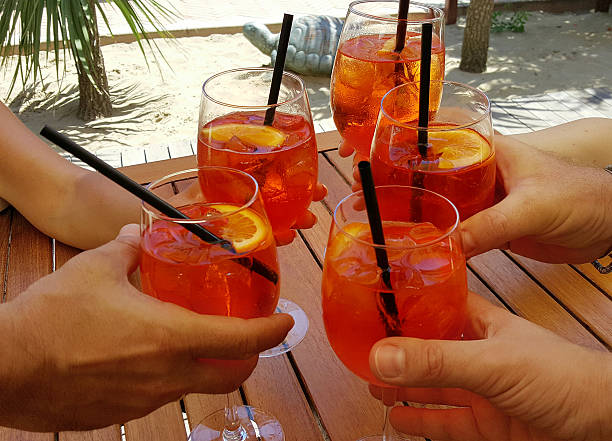 aperitifs with delicious cocktail in the beach
