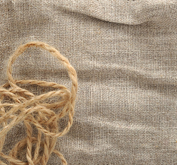 fondo de la tela y cuerda de lino. - textured bagging rope rough fotografías e imágenes de stock