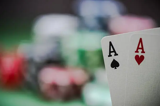 strong cards in poker game in casino