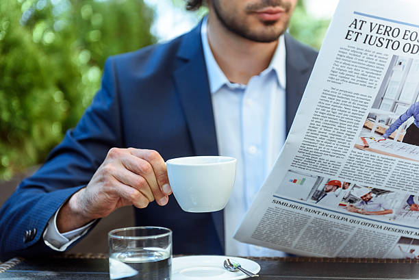 istock Rich man wants to know news 542970792