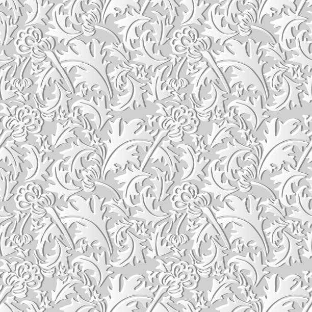 istock Seamless 3D paper art background 386 spiral leaf flower plant 542970848