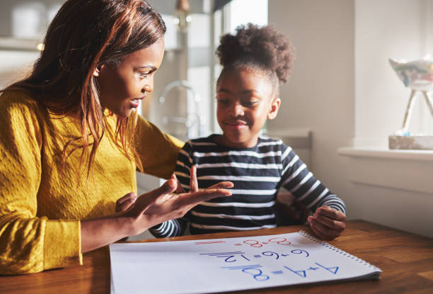 istock Mom learning daughter to calculate 542971068