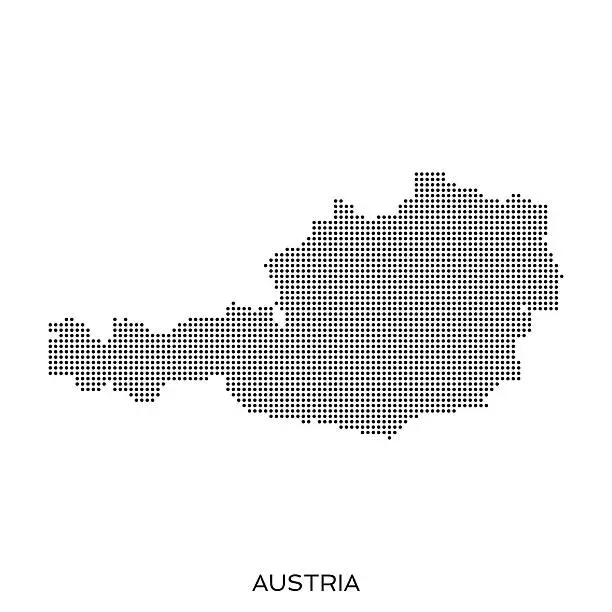 Vector illustration of Austria dot halftone pattern map