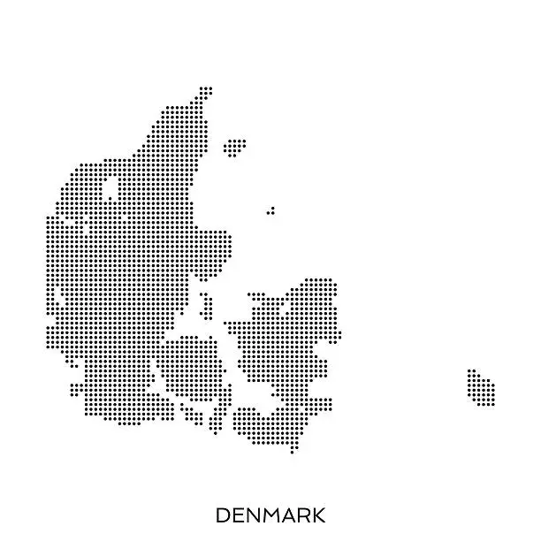 Vector illustration of Denmark dot halftone pattern map