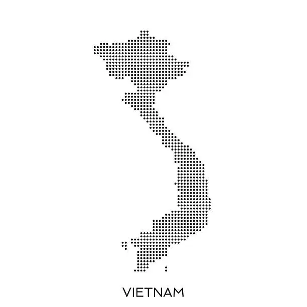 Vector illustration of Vietnam dot halftone pattern map