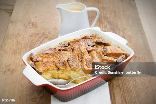 Bread And Butter Pudding With Custard Stock Photo - Download Image Now - Bread Dessert, Dessert - Sweet Food, Bread