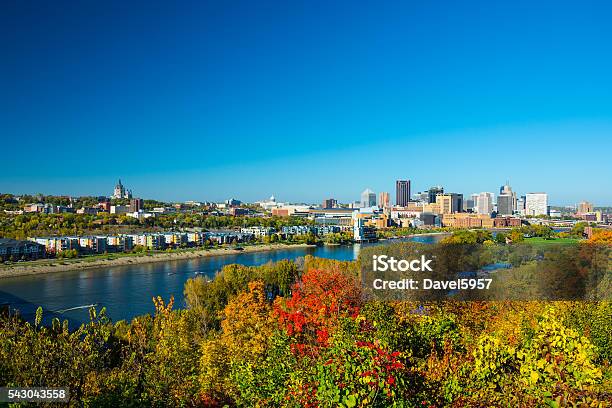 Saint Paul Skyline With River And Trees During Autumn Stock Photo - Download Image Now