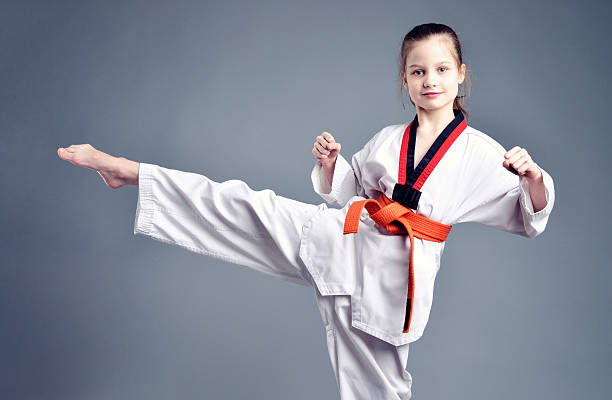 istock Little girl in white kimono 543044300