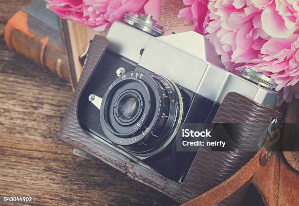Retro Photo Camera Stock Photo - Download Image Now - Cityscape, Cultures, Flower