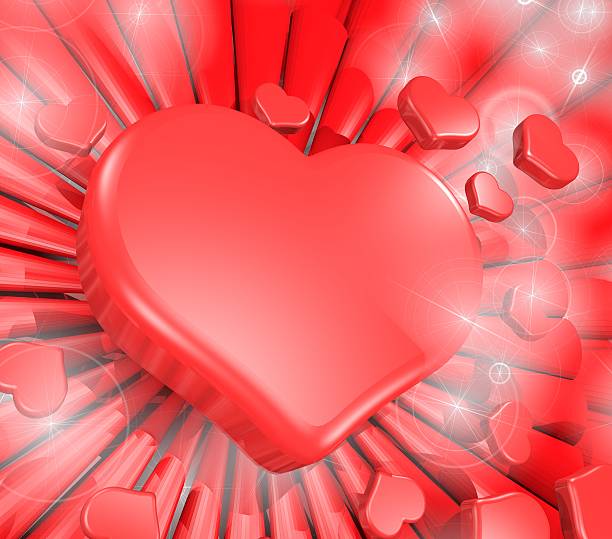 istock 3D Valentine heart with light bursts 543046550