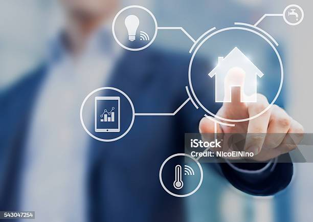 Smart Home Interface With Control From Smartphone App Stock Photo - Download Image Now