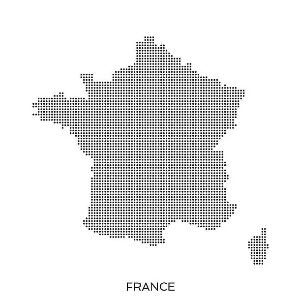 Vector illustration of France dot halftone pattern map