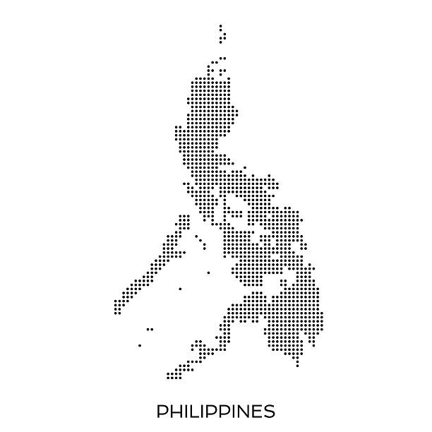 филиппины карта шаблона полутона в горошек - philippines stock illustrations