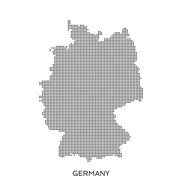 Germany dot halftone pattern map Germany halftone pattern dot map made from a grid of small circles. Dots are black on a plain white background germany map regions stock illustrations