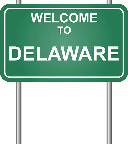 Vector illustration of Welcome to State of  Delaware, green signal vector