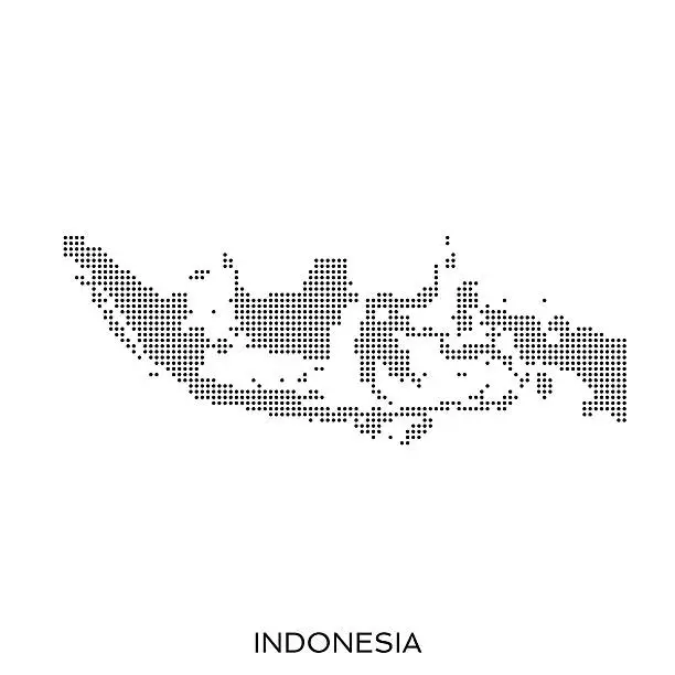 Vector illustration of Indonesia dot halftone pattern map