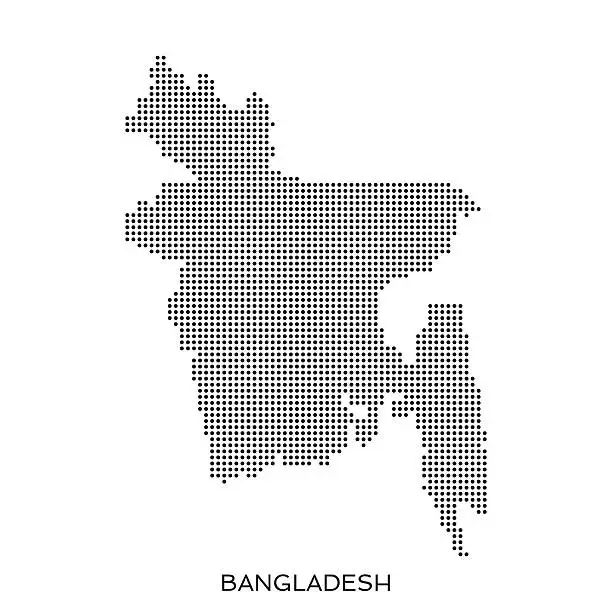 Vector illustration of Bangladesh dot halftone pattern map