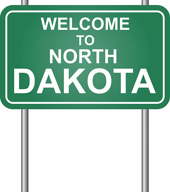 illustrazioni stock, clip art, cartoni animati e icone di tendenza di benvenuto su stato del dakota del nord, verde segnale vettoriale - north dakota welcome sign road sign sign