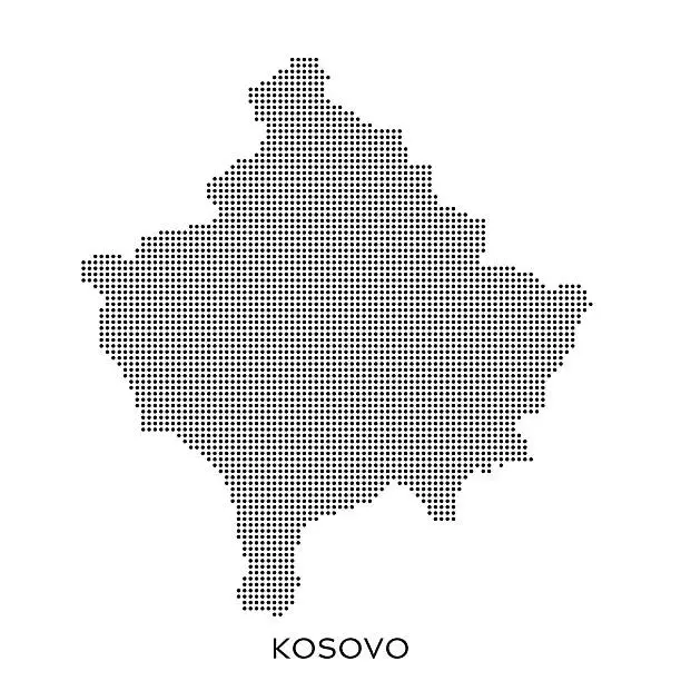 Vector illustration of Kosovo dot halftone pattern map