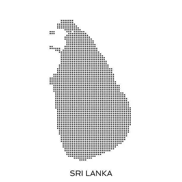 Vector illustration of Sri Lanka dot halftone pattern map