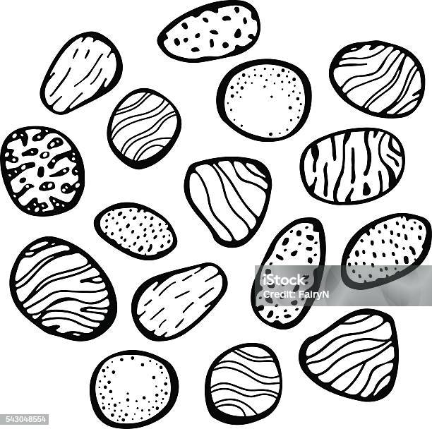 Vector Sea Stones Set Stock Illustration - Download Image Now - Doodle, River, Rock - Object