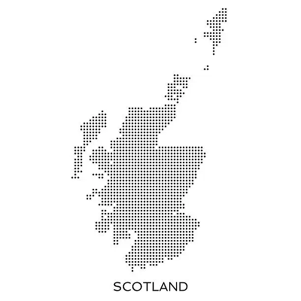 Vector illustration of Scotland dot halftone pattern map