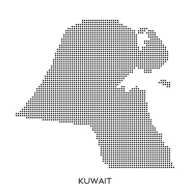 Vector illustration of Kuwait dot halftone pattern map