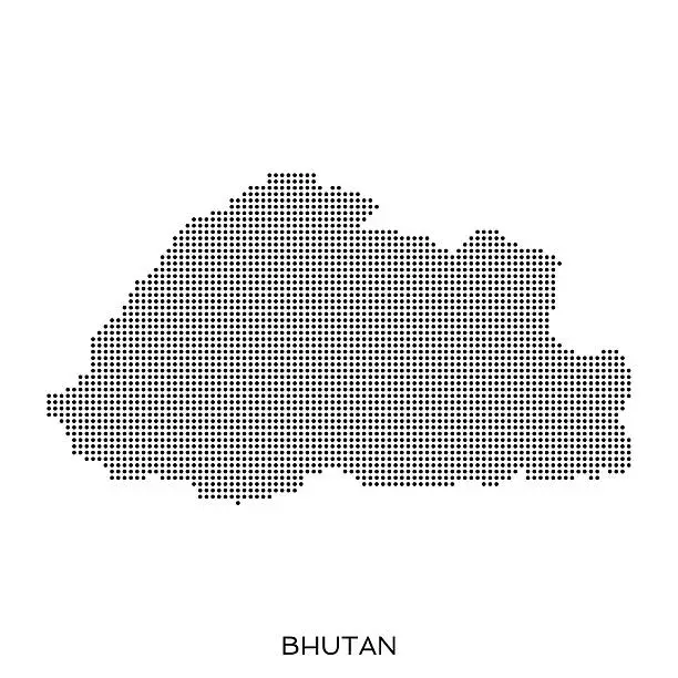 Vector illustration of Bhutan dot halftone pattern map