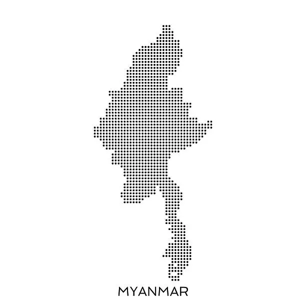 Vector illustration of Myanmar dot halftone pattern map