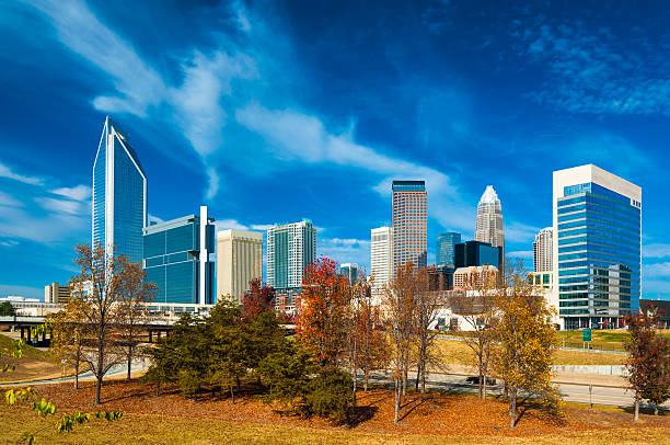 istock Charlotte Skyline with Dramatic Clouds and Autumn Trees 543049762