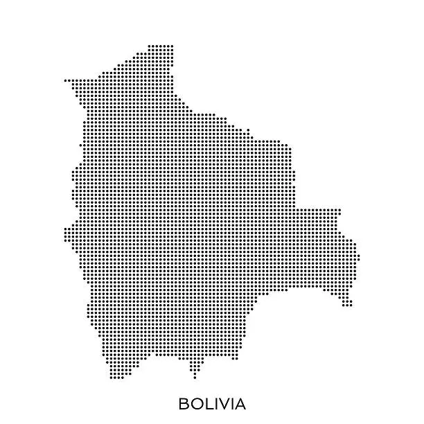 Vector illustration of Bolivia dot halftone pattern map