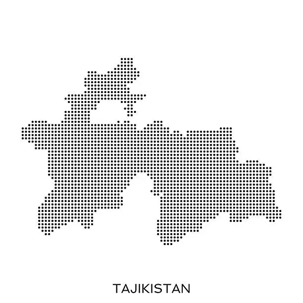 Vector illustration of Tajikistan dot halftone pattern map