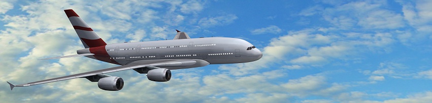 modern passenger airplane in flight - panorama